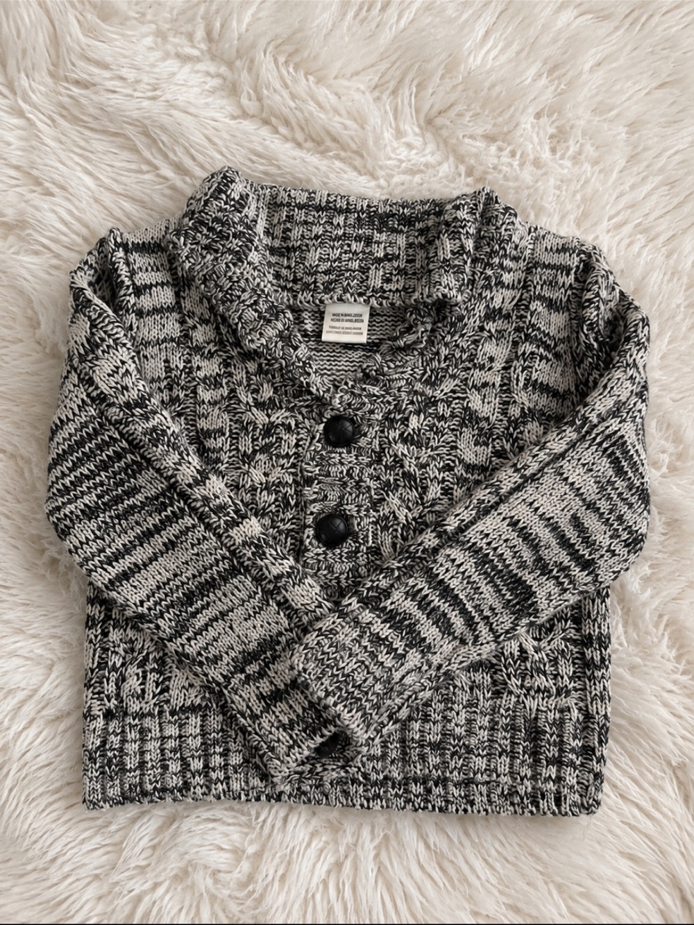 Baby Cable Knit Cardigan Sweater Black & Gray – 18 Months